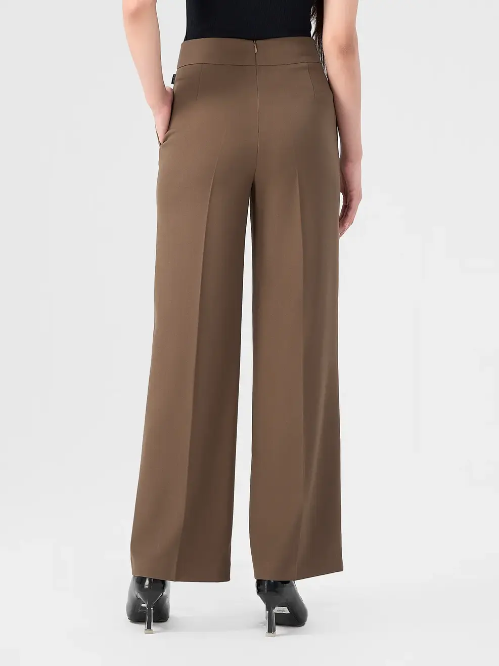 Quần Âu Nữ Đai 2 Bên Sườn - Nâu đậm - 4XL