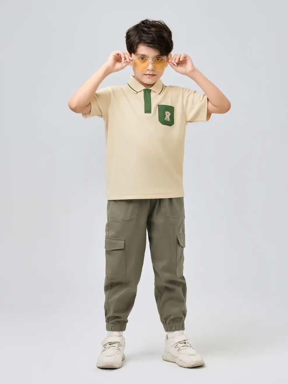 ÁO POLO TRẺ EM CÓ TÚI NGỰC - Be - 2