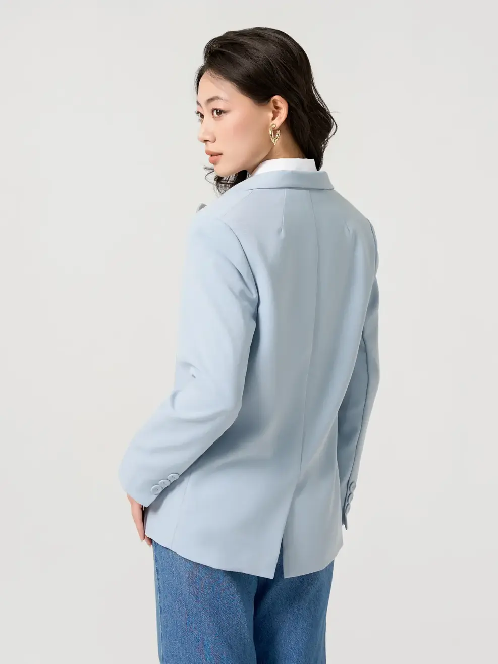 Vest Nữ Dáng Blazer Nắp Túi Xẻ Sau - Xanh lơ - S