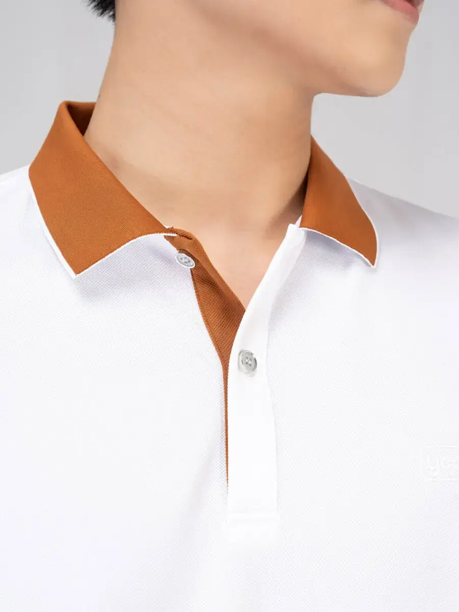 Polo café phối nẹp - Trắng nâu - 3XL