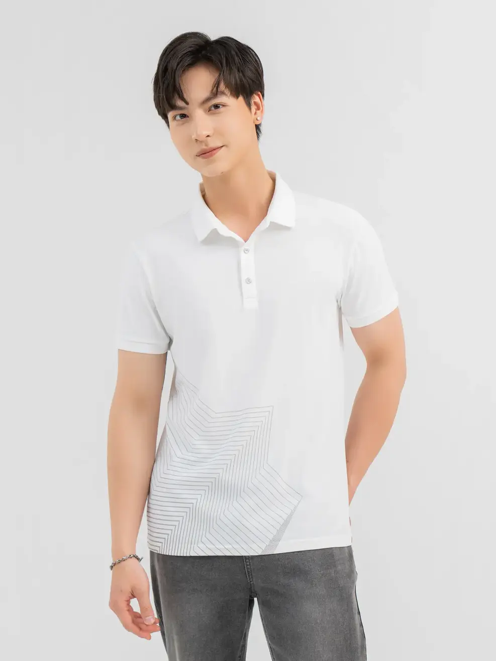 Polo Thể Thao Nam Airycool In Họa Tiết Thân Trước - Trắng - 2XL