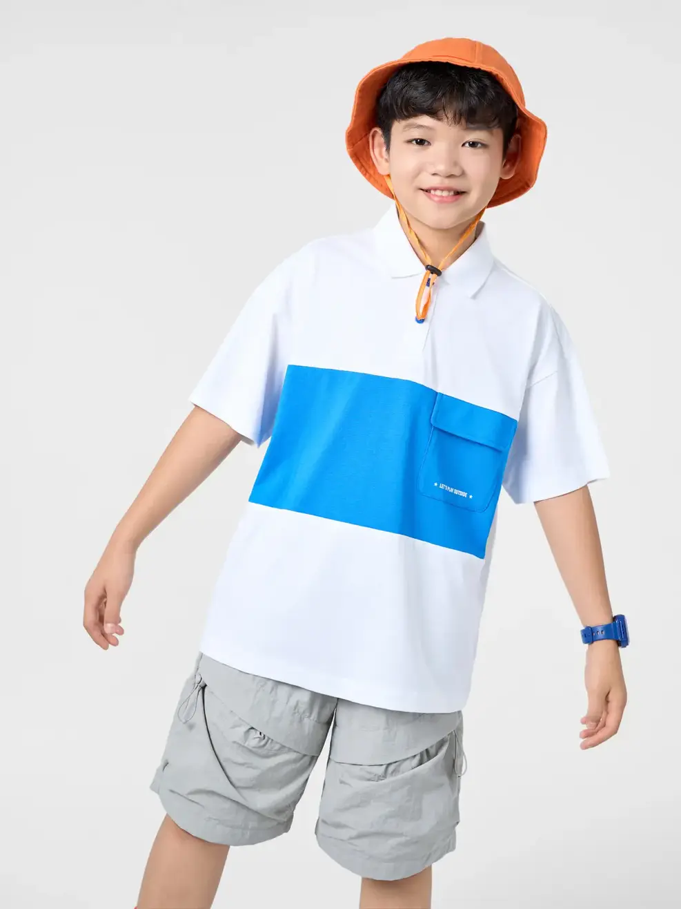Áo Polo Kid Túi Ốp Can Phối - Trắng 001 - 8-9