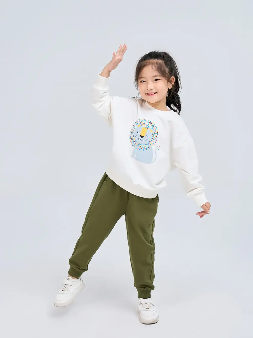 Quần nỉ kid in sườn - Rêu - 2