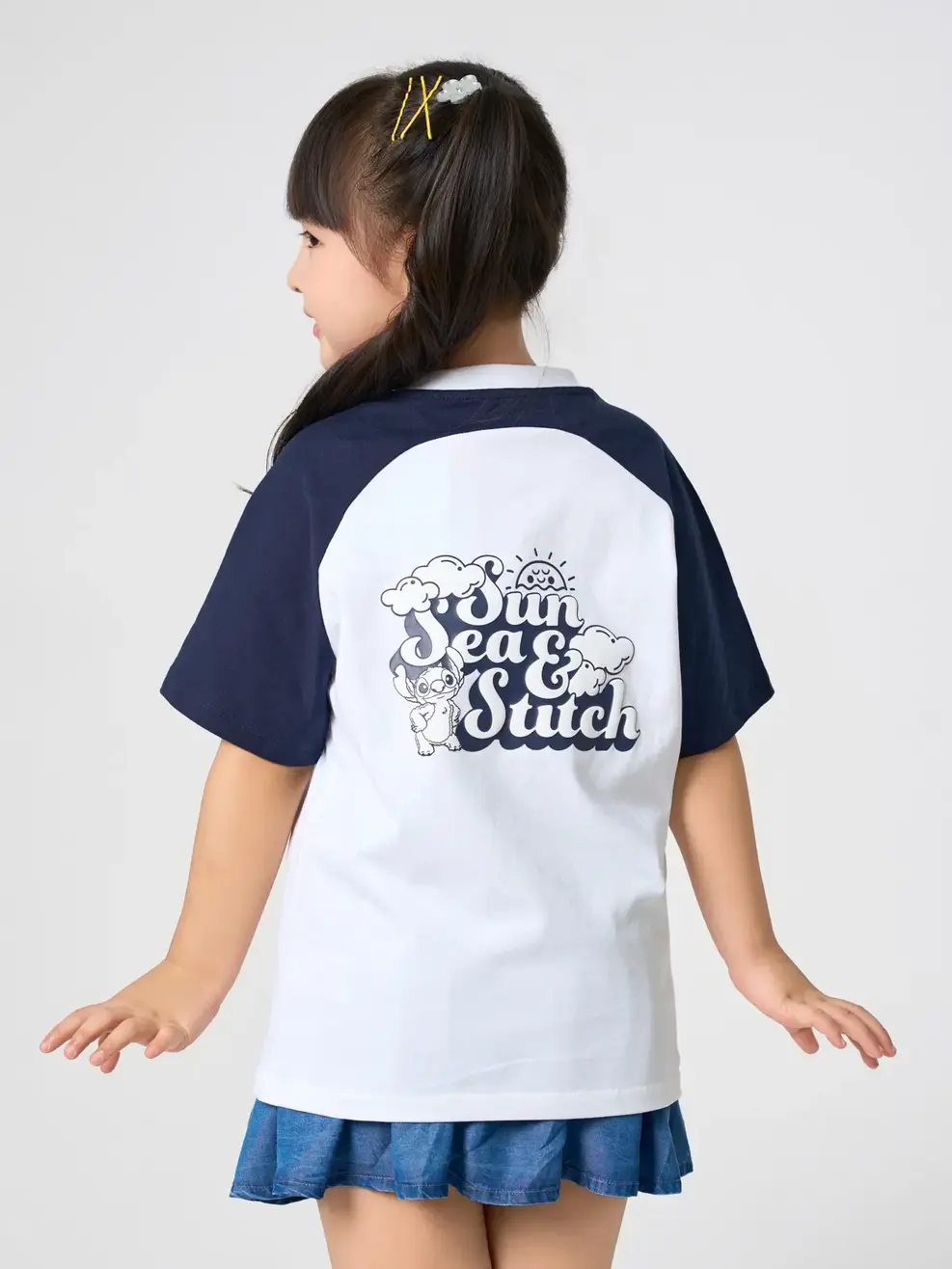 Áo Phông Tay Raglan Sun Sea Stitch - Trắng 001 - 2-3