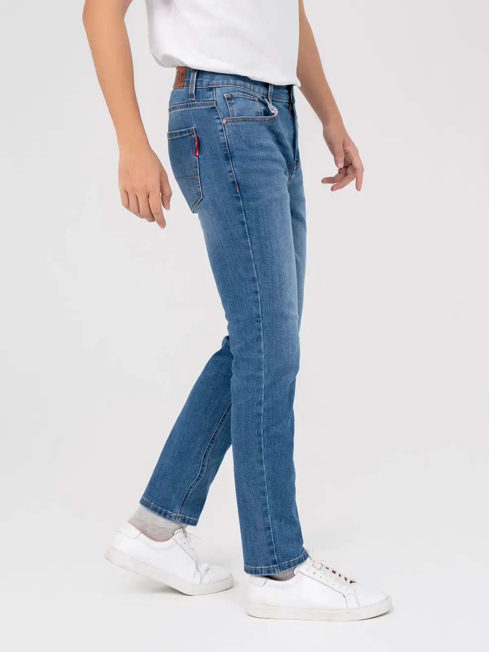 Quần Jeans Nam Slim Fit Coolmax Mác Kẹp Yody Denim - Xanh nhạt - 28