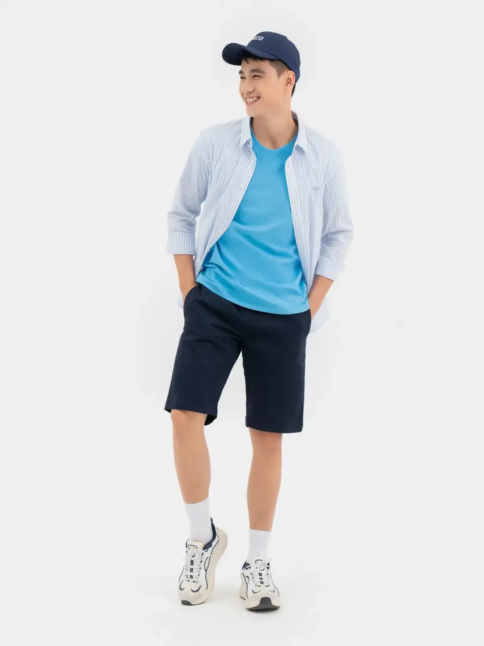 T-shirt Nam Cơ Bản Cotton Usa - Xanh blue - M