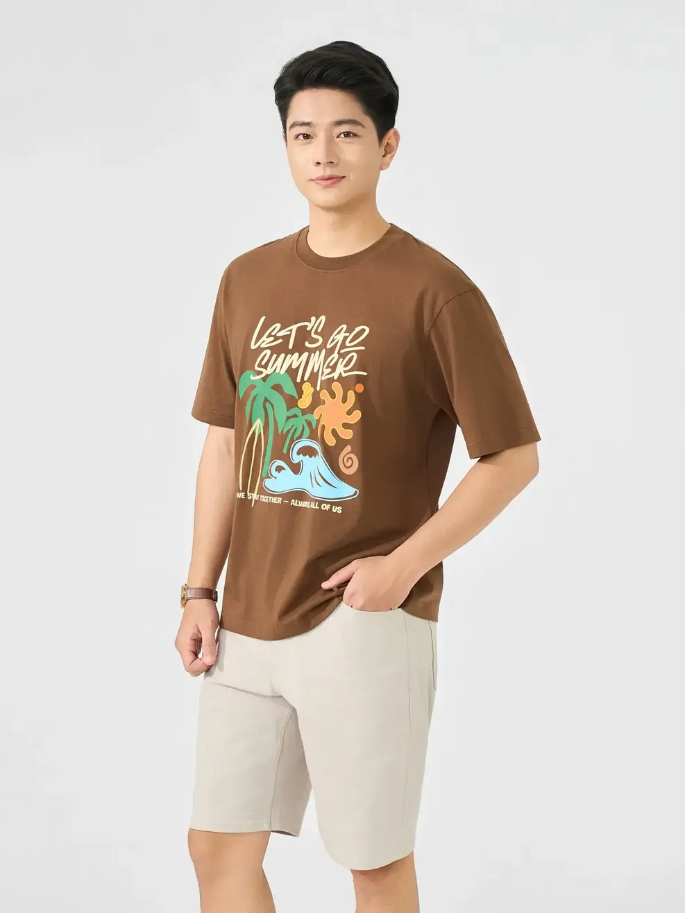 Áo Phông Let's Go Summer - Nâu 123 - L