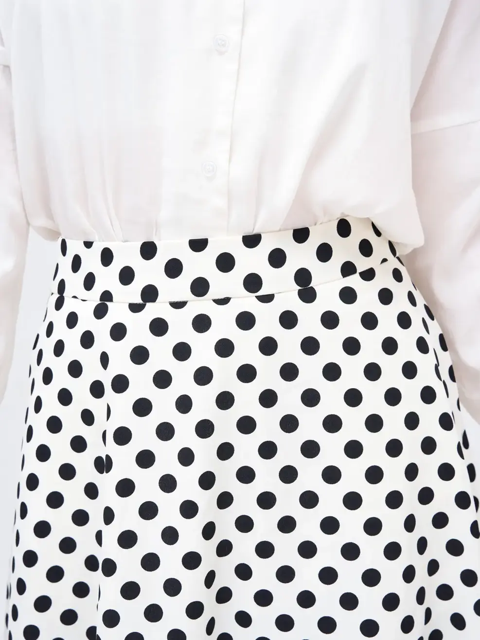 Chân váy nữ xòe chấm bi - Trắng - M