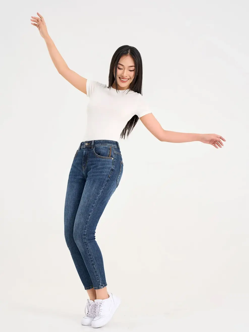 Quần Jeans Skinny Diễu Túi - Màu chàm 001 - 27
