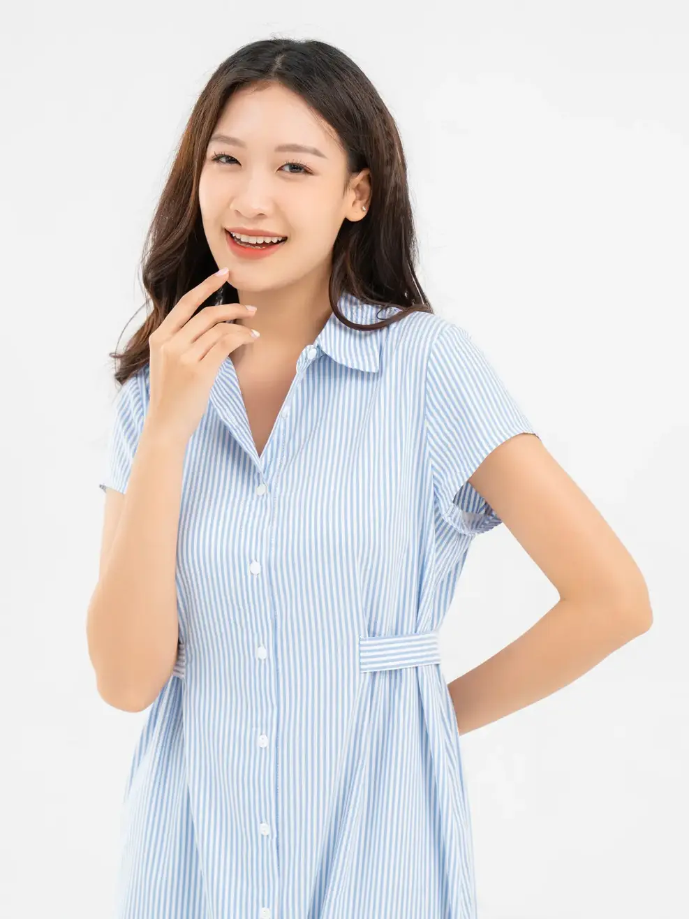 Váy Nữ Sơmi Kẻ - Kẻ Xanh - S