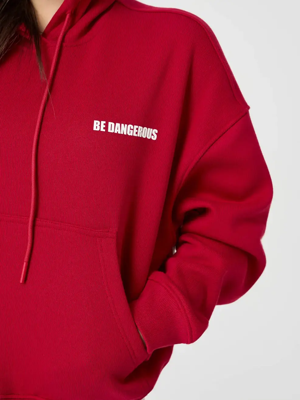 Áo Nỉ Mũ Nữ Nỉ Ép Lông In Chữ - Đỏ 026 - S