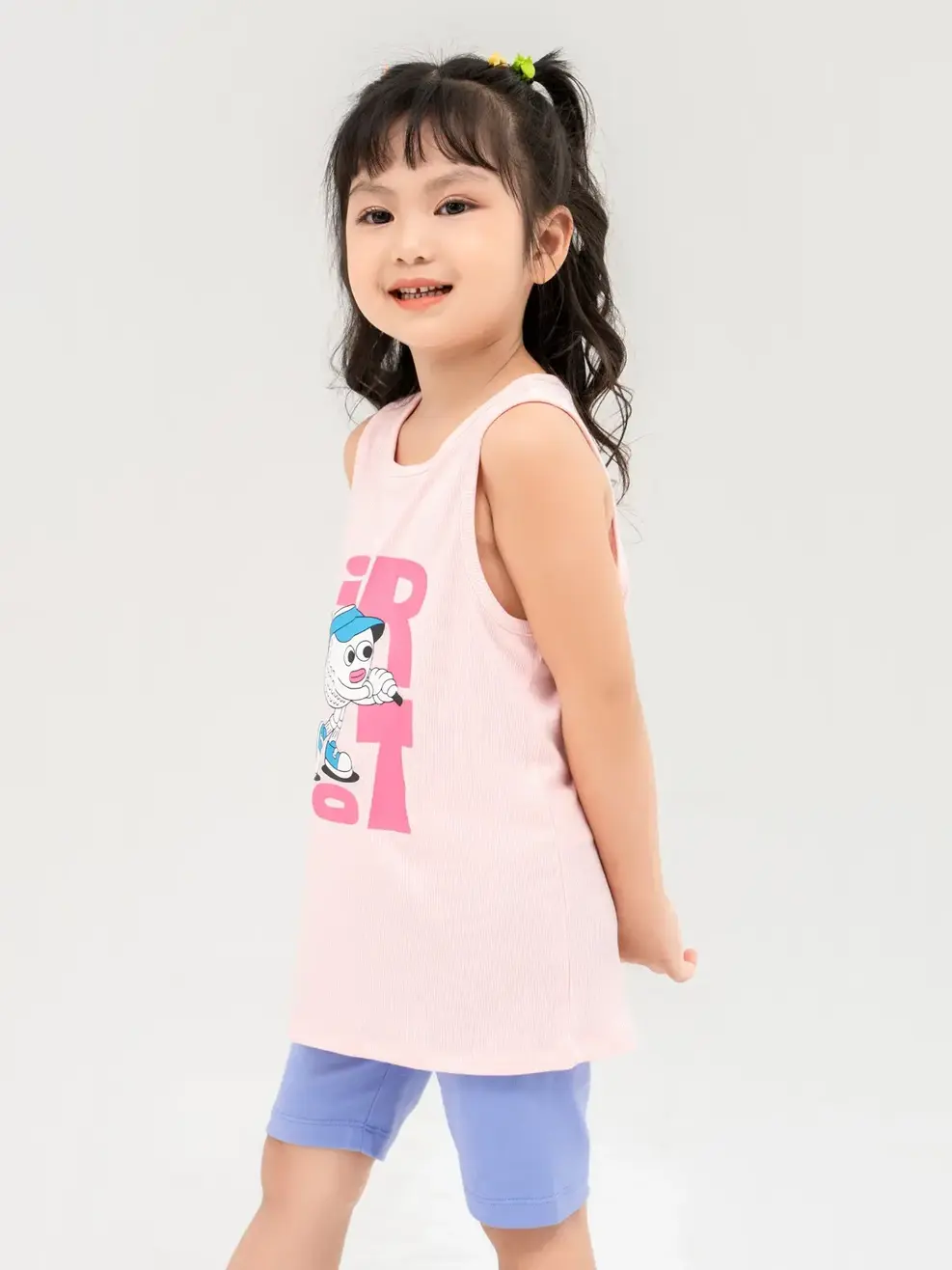 Đồ Bộ Kid Nữ 3 Lỗ In Airshot - Tím Hồng - 2