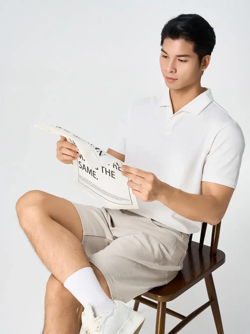 Quần Short Jeans Nam Cạp Phối Cúc - Be 008 - 28