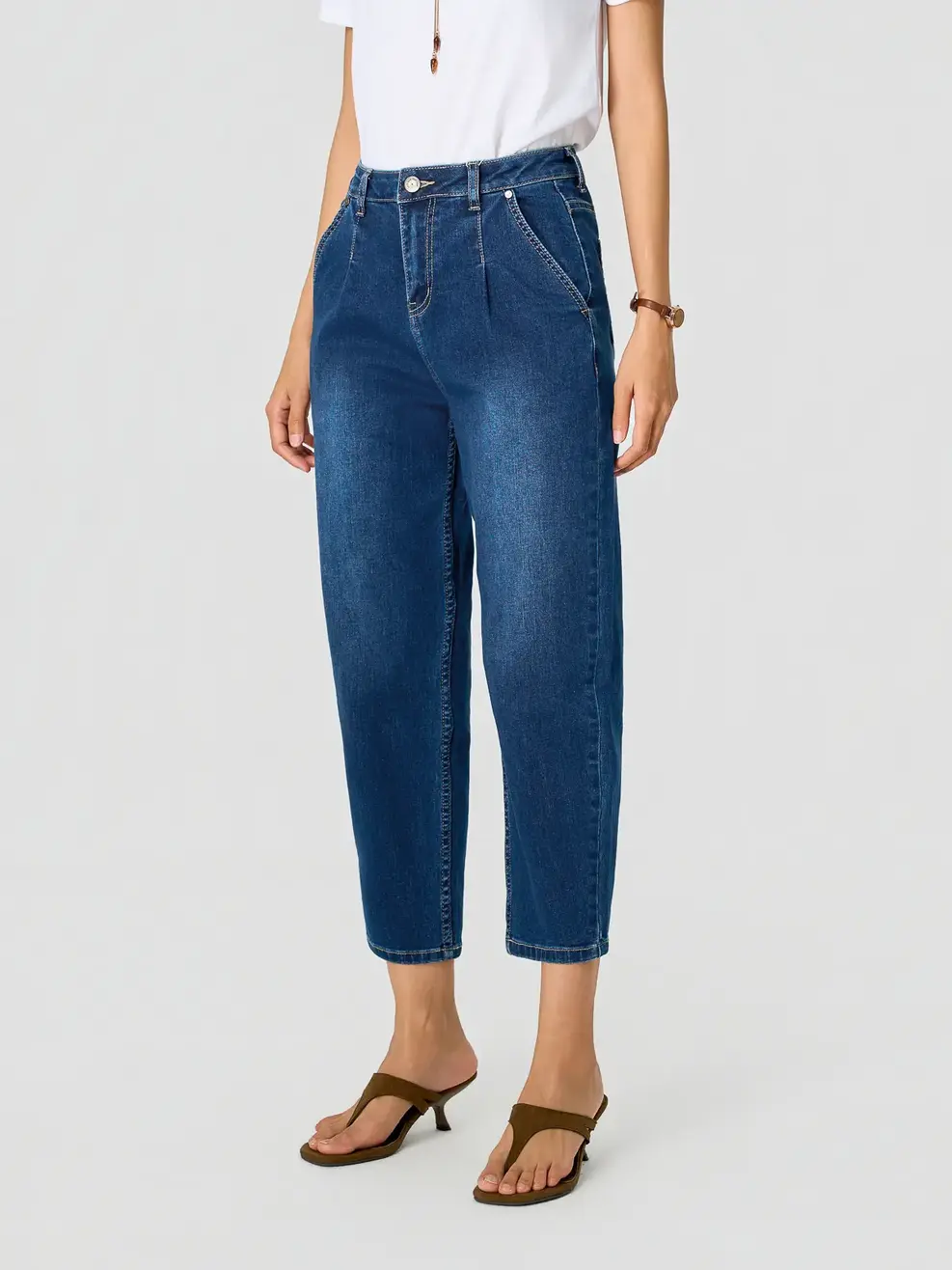 Quần Jeans Nữ Baggy Xếp Ly - Màu chàm 002 - 26