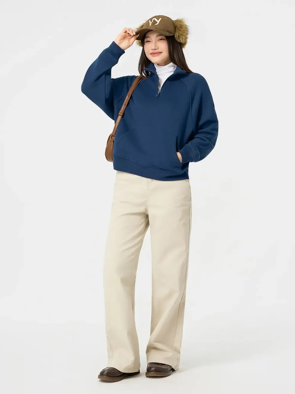 Áo Nỉ Cổ Kéo Khóa - Navy 001 - M