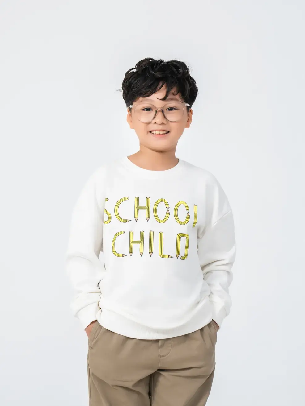 Áo nỉ kid lớn in School child - Trắng - 10