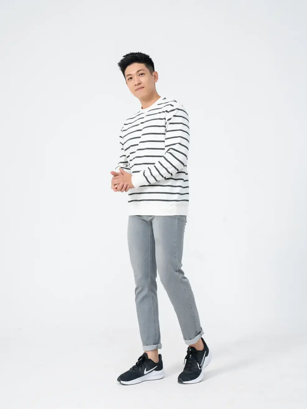 Quân jeans nam slim thêu túi - Xám - 28