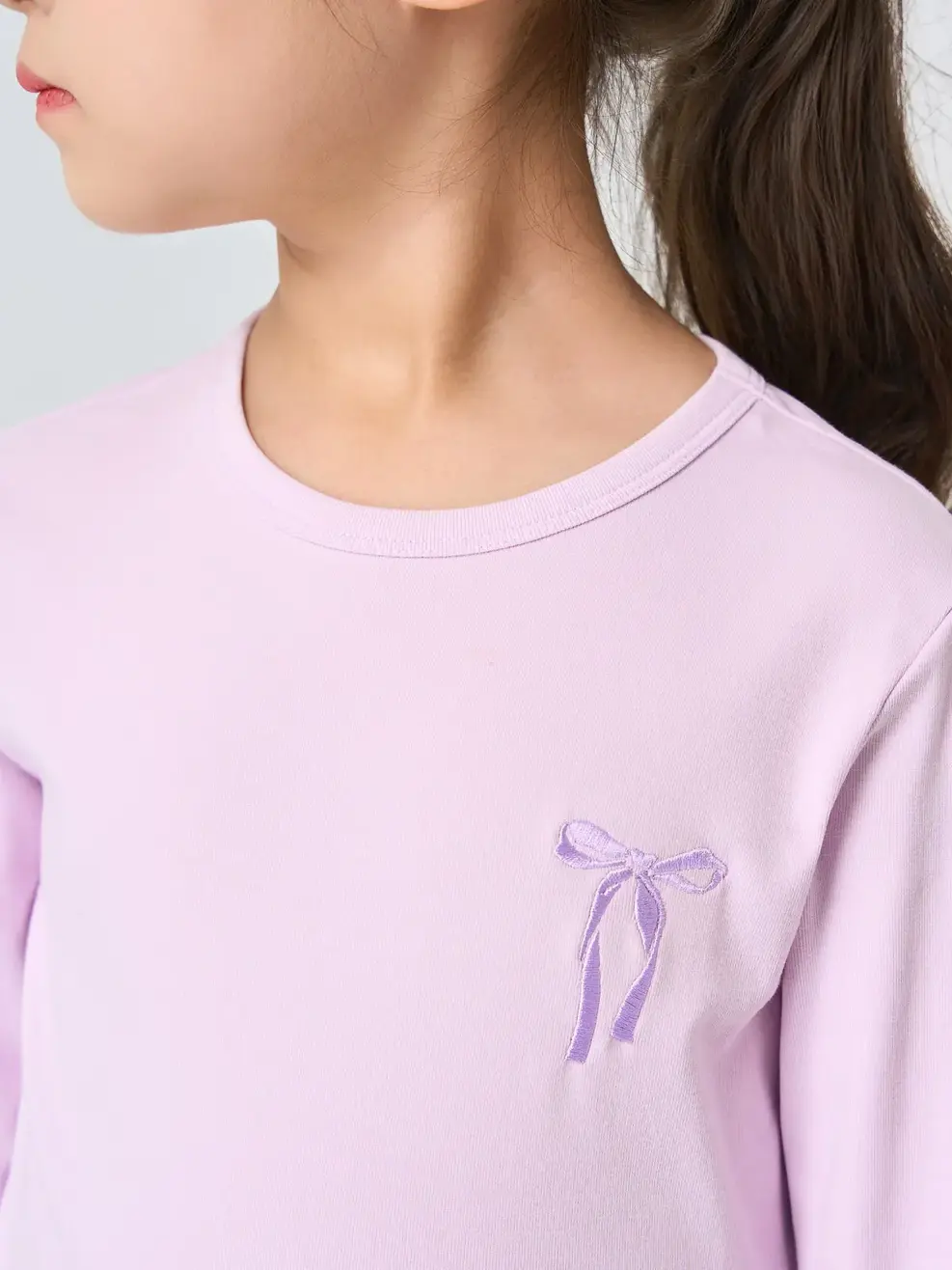 Bộ Bé Gái Thêu Nơ - TÍM 24 VẢI S839 - 110