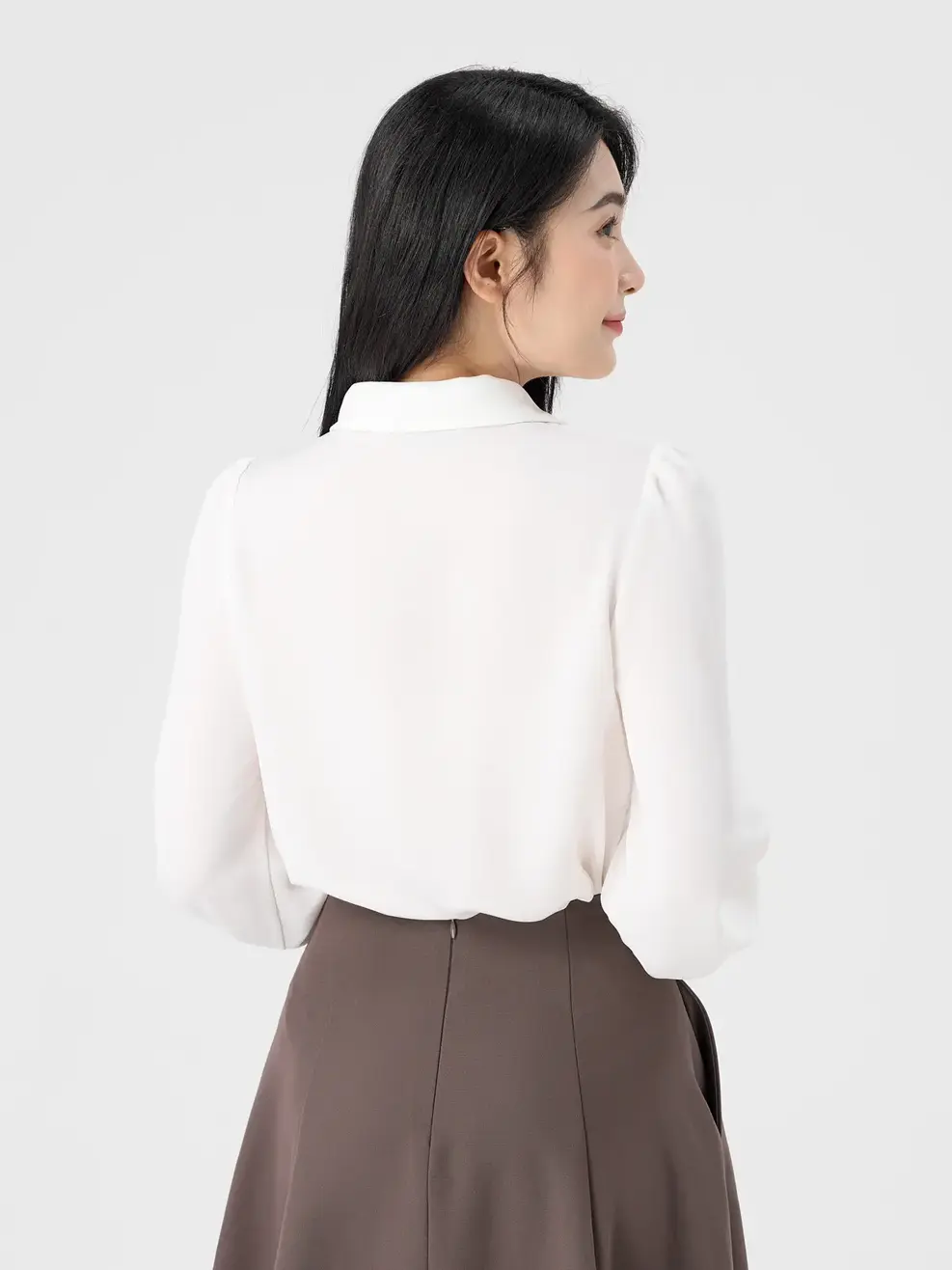 Sơ Mi Nữ Dài Tay Vạt Vai Áo - Trắng - S