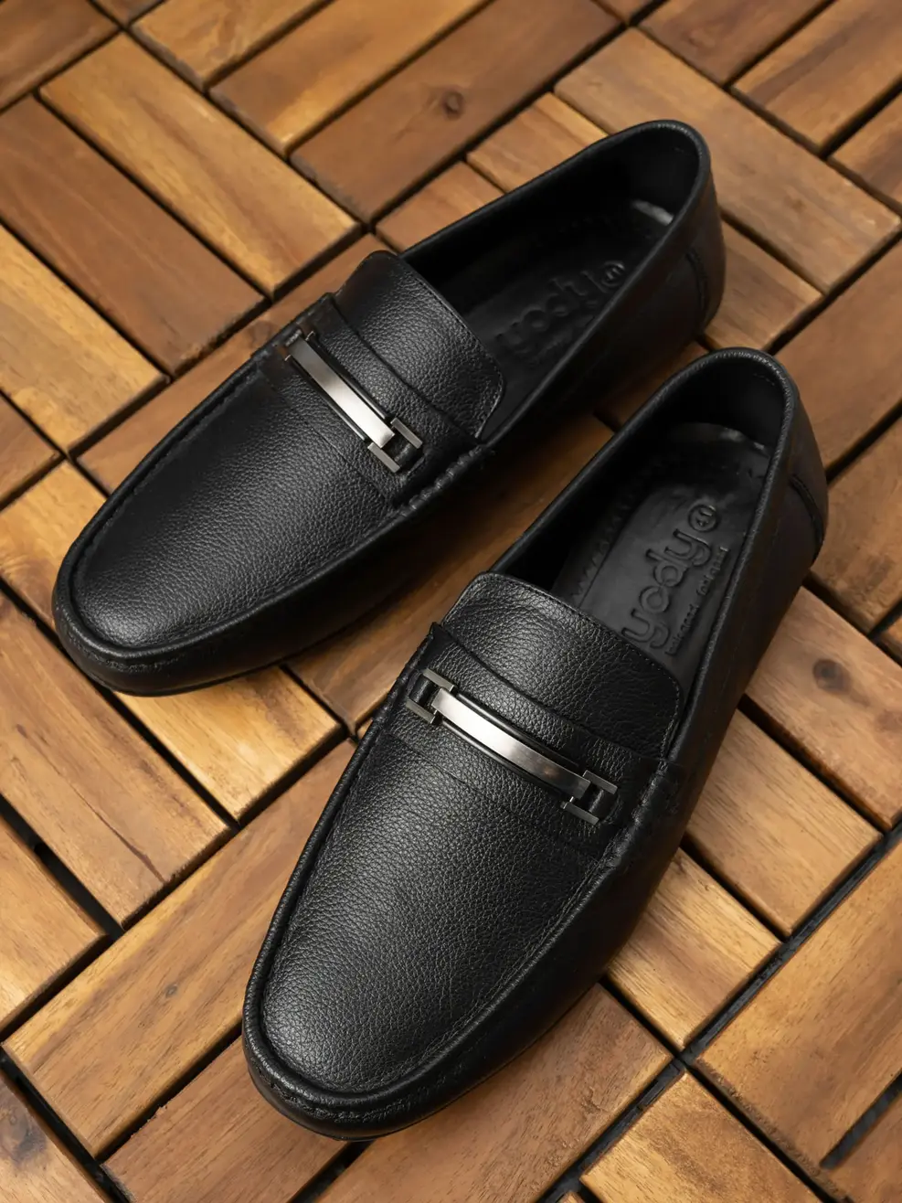 Giày nam moccasin da mill đai khóa - Đen - 42
