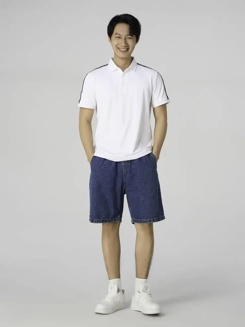 Áo Polo Thể Thao Nam Phối Dây Dệt Vai - Trắng 013 - M