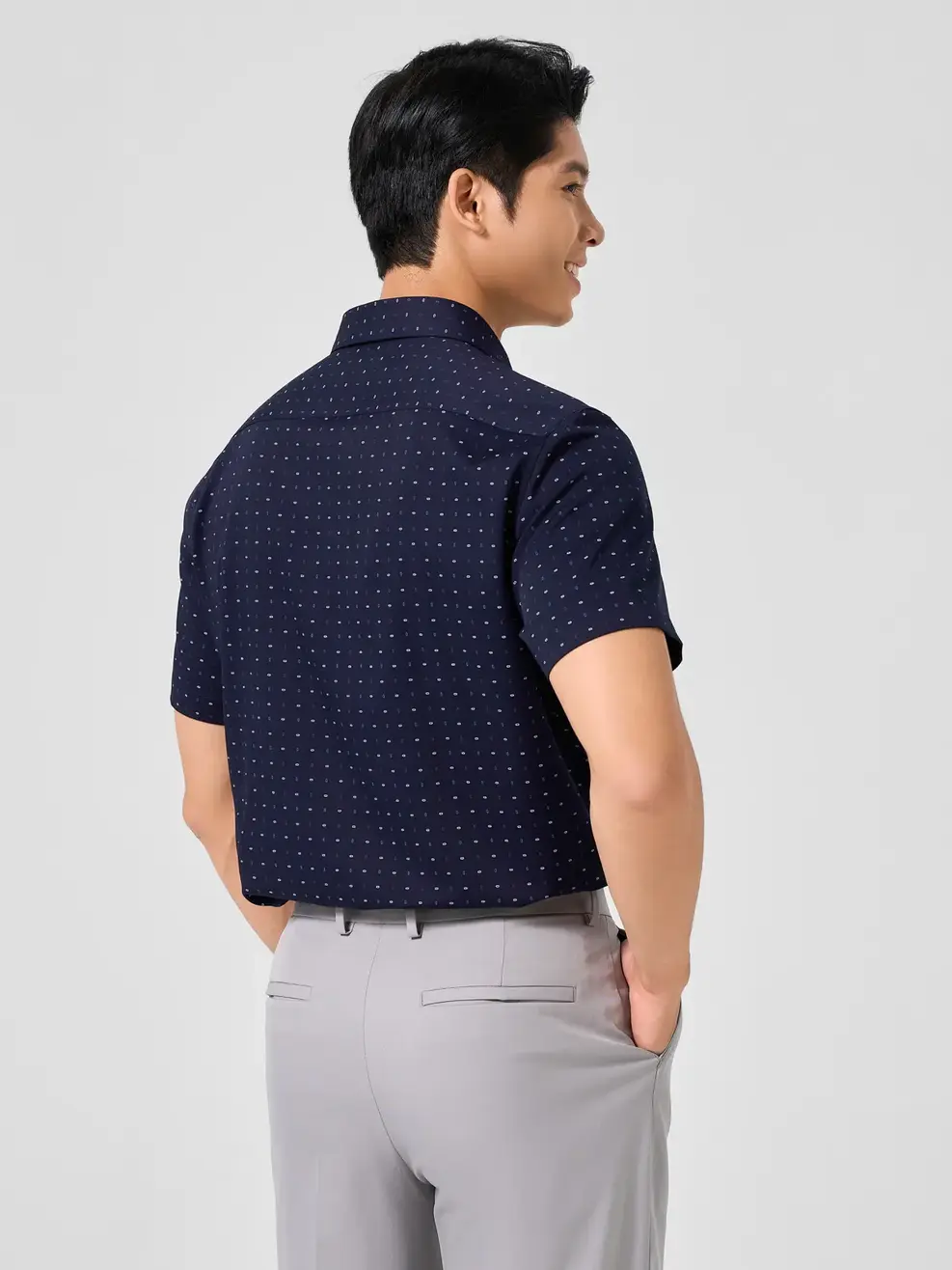 Sơ Mi Cộc Tay Nam Họa Tiết - Tím than - M