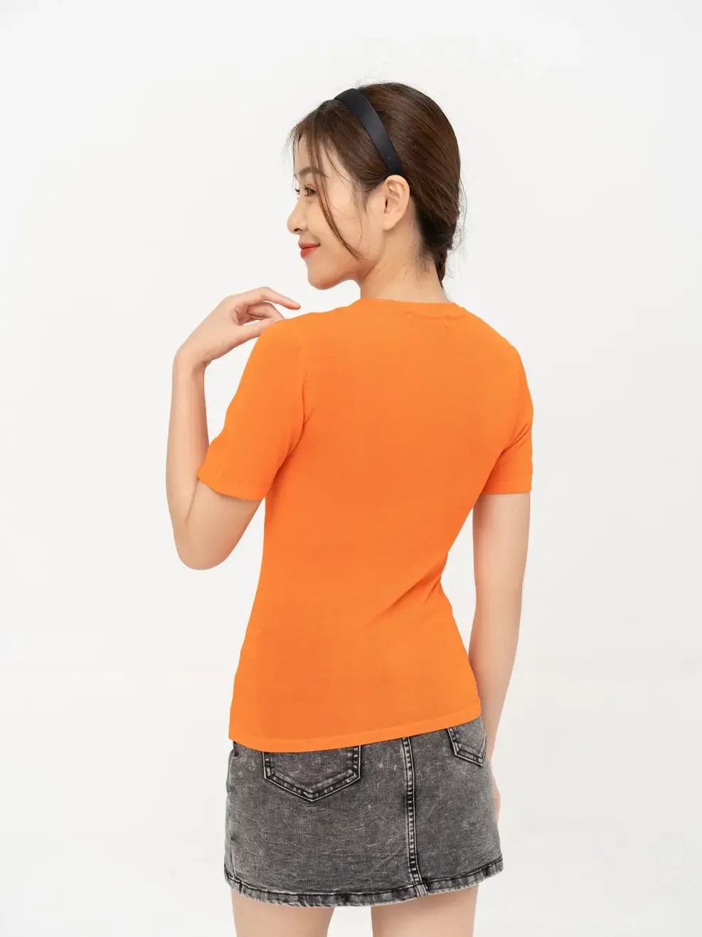 Áo Thun Nữ Dệt Thoáng Khí - Cam - S