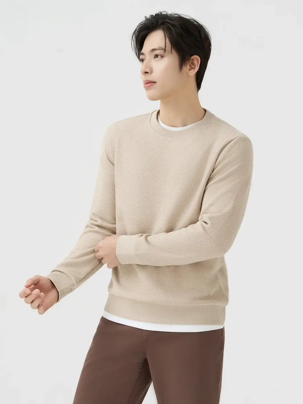 Áo Nỉ Nam Vải Hiệu Ứng - Be 125 - M