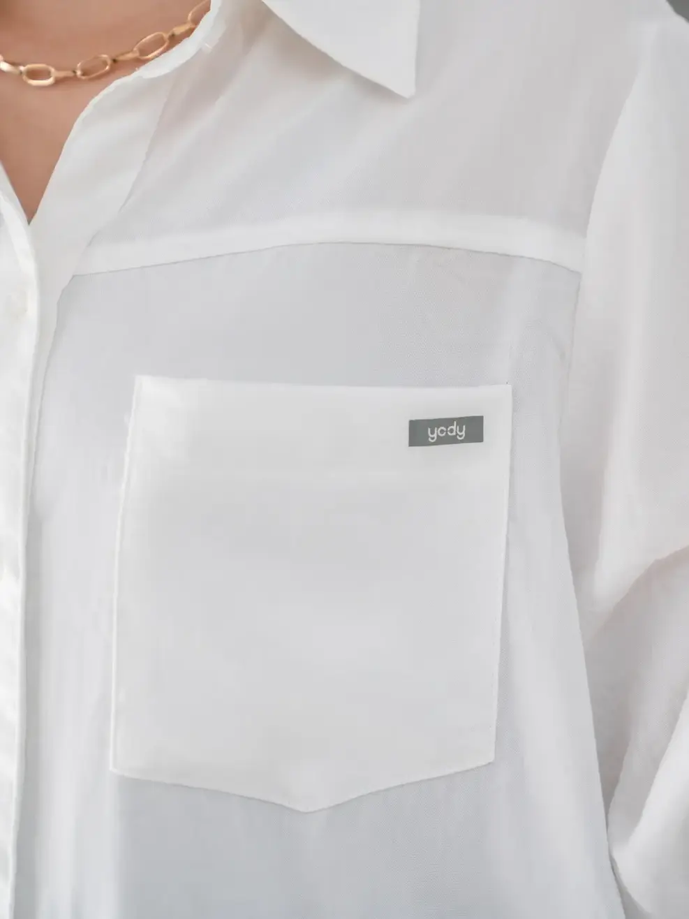 Sơ mi dài tay nữ thô đũi - Trắng - S