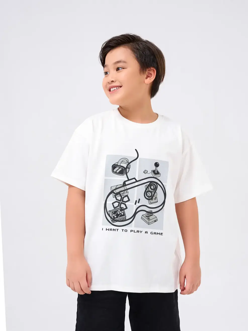 T-shirt kid bé trai lớn in play game 2 - Trắng - 12