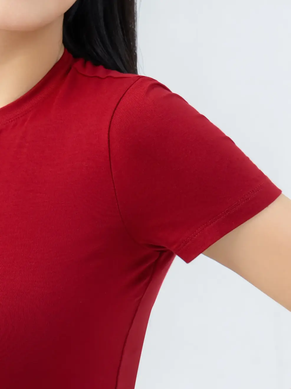 Áo Phông Ôm Cổ Cao Croptop-TSN7269 - Màu đỏ 008 - S