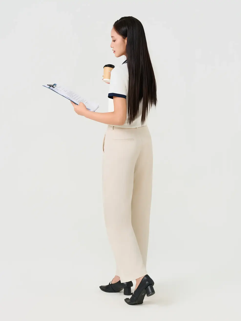 Quần Khaki Nữ Straight Soft Cạp Chéo - Xám 003 - 26