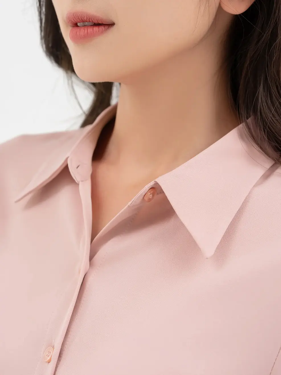 Sơ Mi Dài Tay Nữ Nano Dáng Ôm - Hồng - S