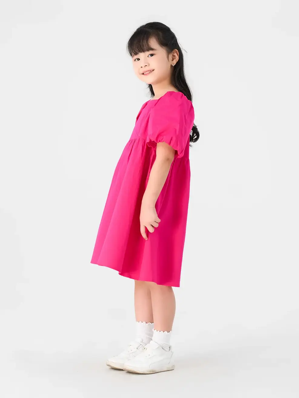 Đầm Kid Tay Bồng - Hồng - 2-3