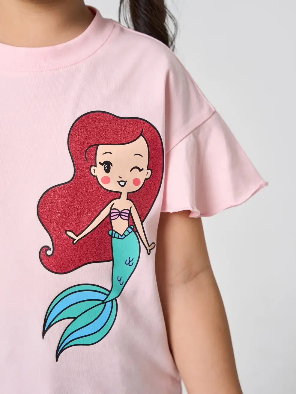 Áo Phông Bé Gái Nàng Tiên Cá - HỒNG PHỚT - 4-5