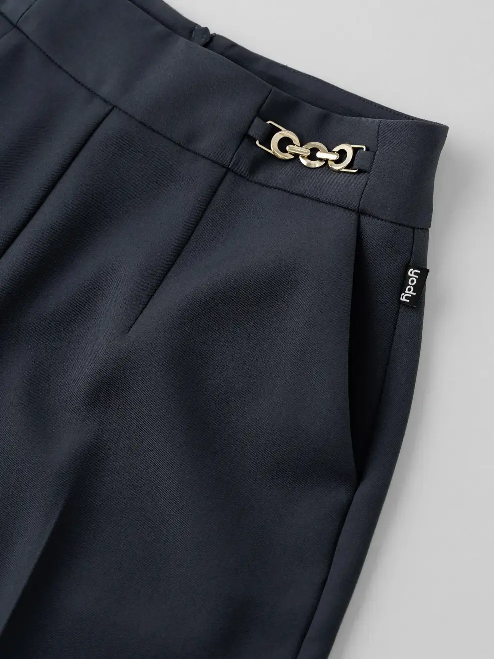 Quần Tây Nữ Suông Đứng Cạp Trang Trí Đai - Ghi Đậm - M