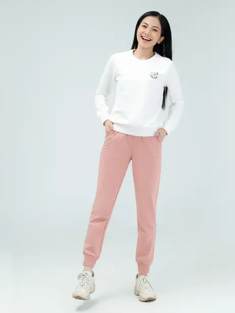 Đồ Bộ Nỉ Nữ Da Cá Tay Dài In Logo