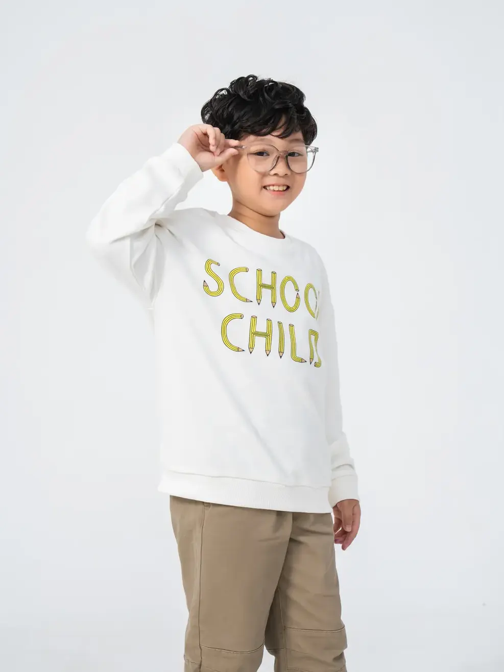 Áo nỉ kid lớn in School child - Trắng - 10