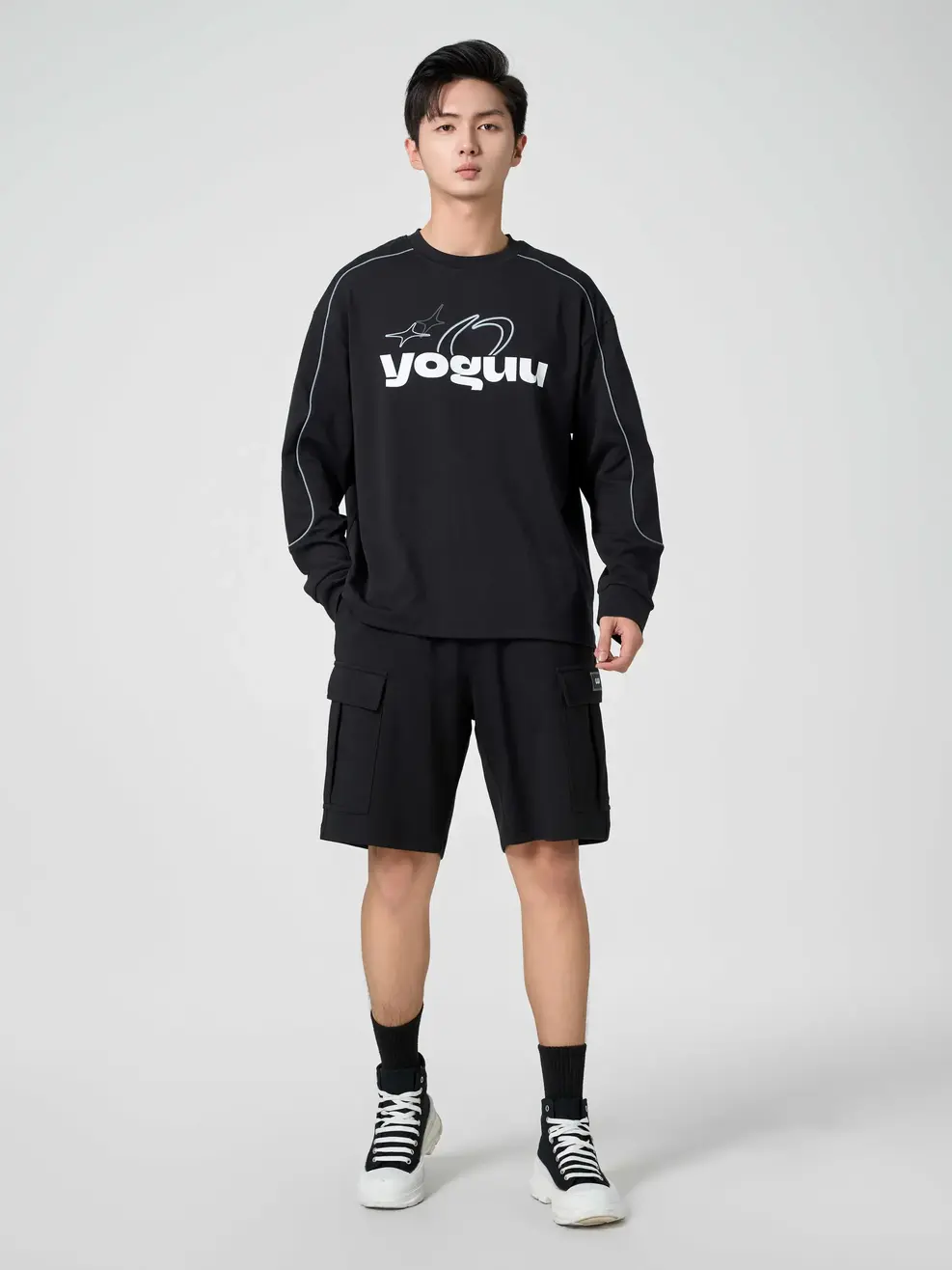 Áo Yoguu Dài Tay Phối Viền Tay - Đen - 0