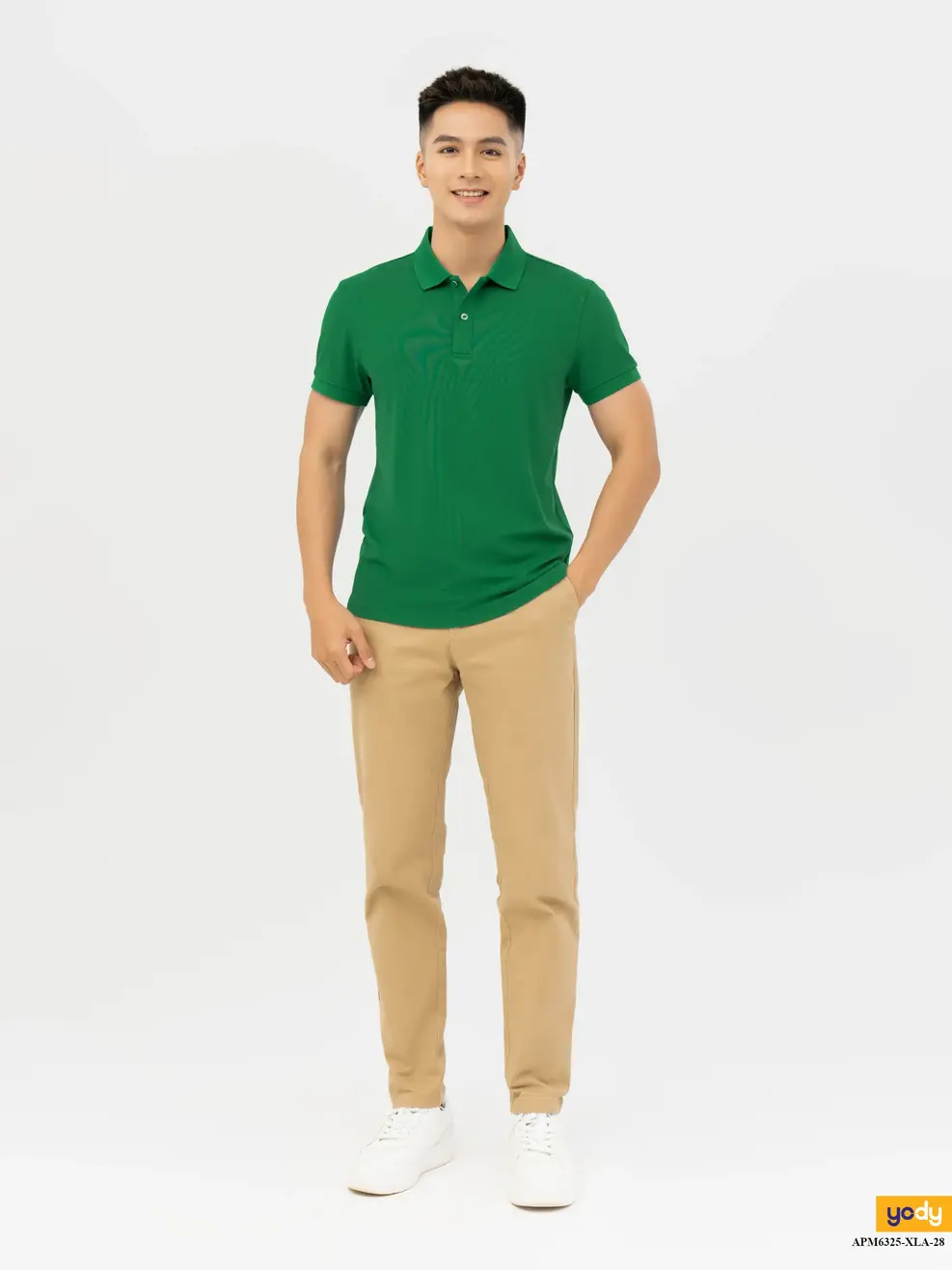 Áo Polo Cafe Dệt Tổ Ong Basic-APM6325 - Xanh lá 014 - M