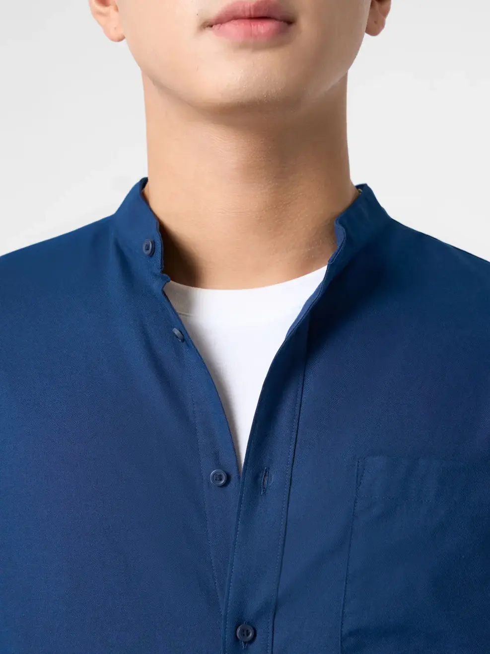 Áo Sơ Mi Nam Dài Tay Đũi Cổ Tàu - Tím Than 006 - M