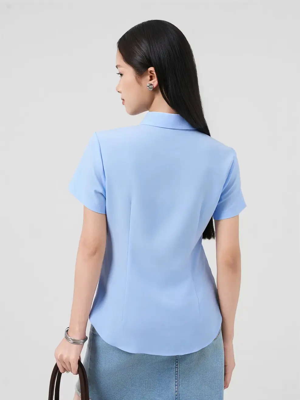 Áo Sơ-mi Ngắn Tay regular fit essential - XANH DA TRỜI 103 - S