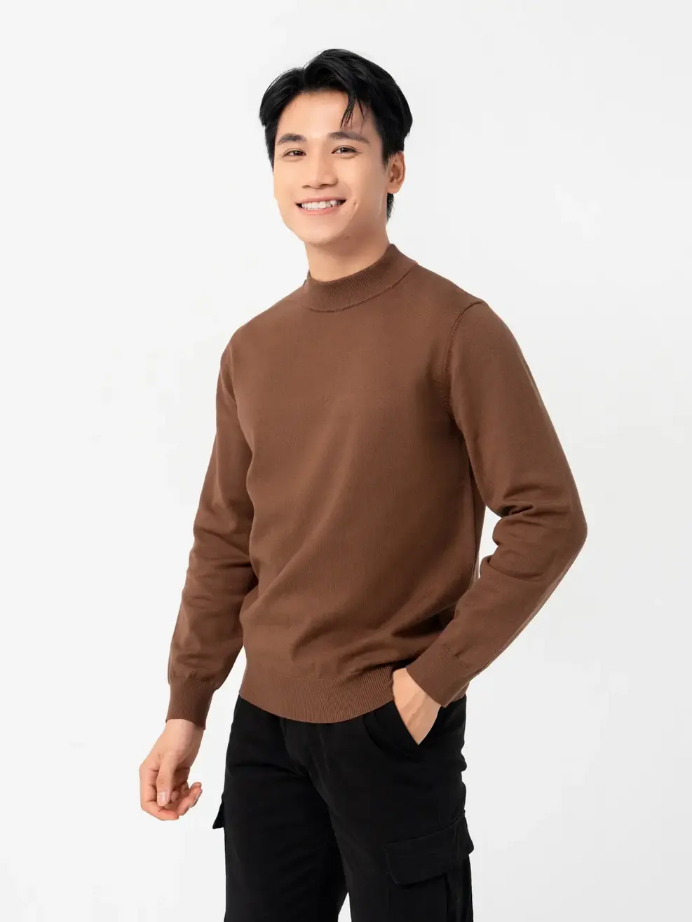 Áo Len Nam  Cơ Bản  - Nâu đậm - XL