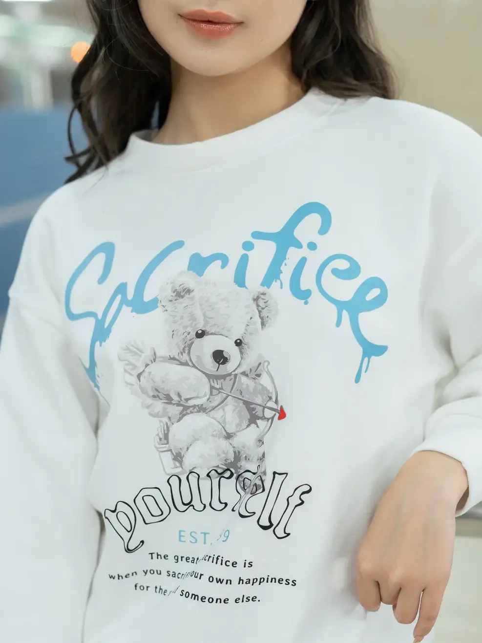 Áo gia đình in gấu - Trắng - S