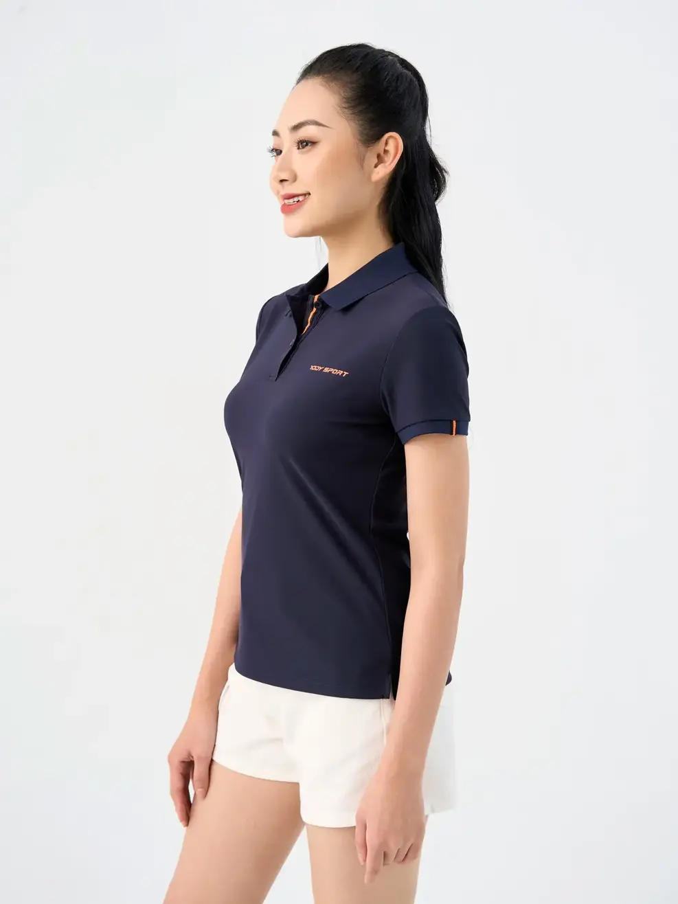 Polo Nữ Yody Sport Phối Nẹp - Tím than - S