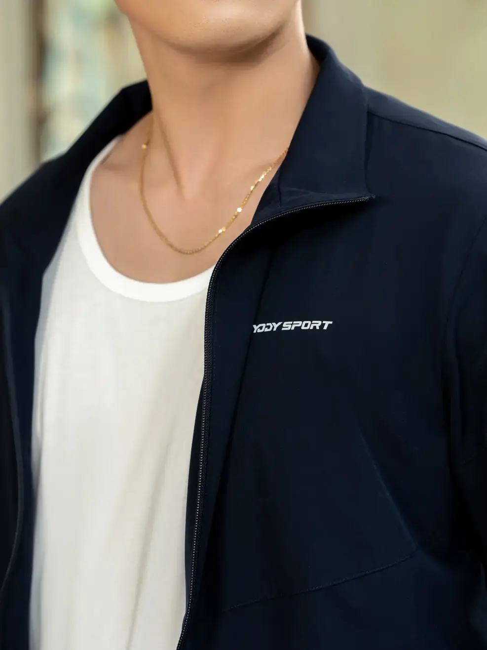 Bộ đồ thể thao nam gió cổ dựng - Navy - L