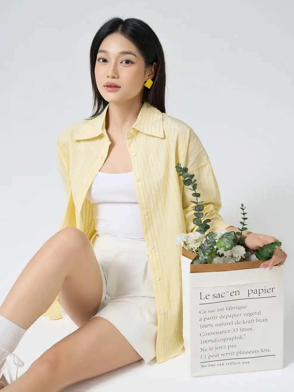 Áo Sơ Mi Kẻ Sọc Trẻ Trung - YELLOW STRIPES 025 - XS