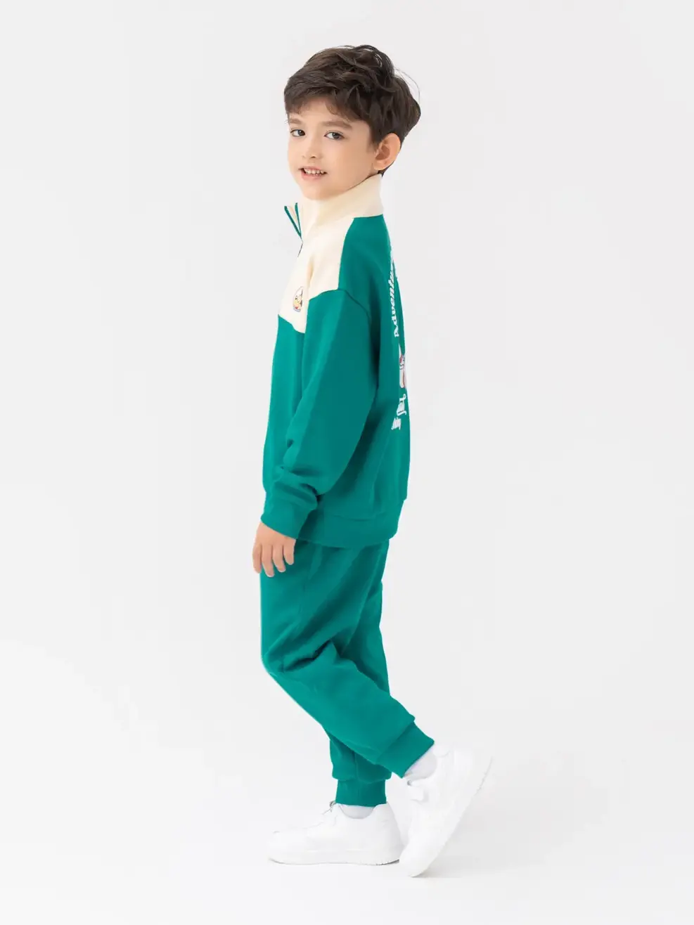 Bộ Đồ Thu Đông Kid Cổ 5 Phân In Mickey Sau Lưng - Xanh lục - 2