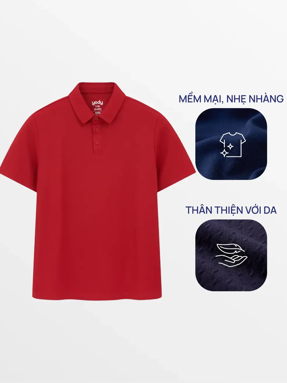 Áo Polo Teen Cổ Ép Có Xẻ Tà - Đỏ 029 - 140