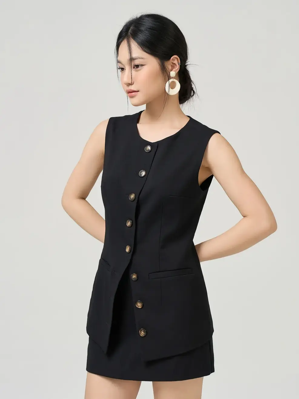 Bộ Đồ Vải Kẻ - ĐEN 02 - M